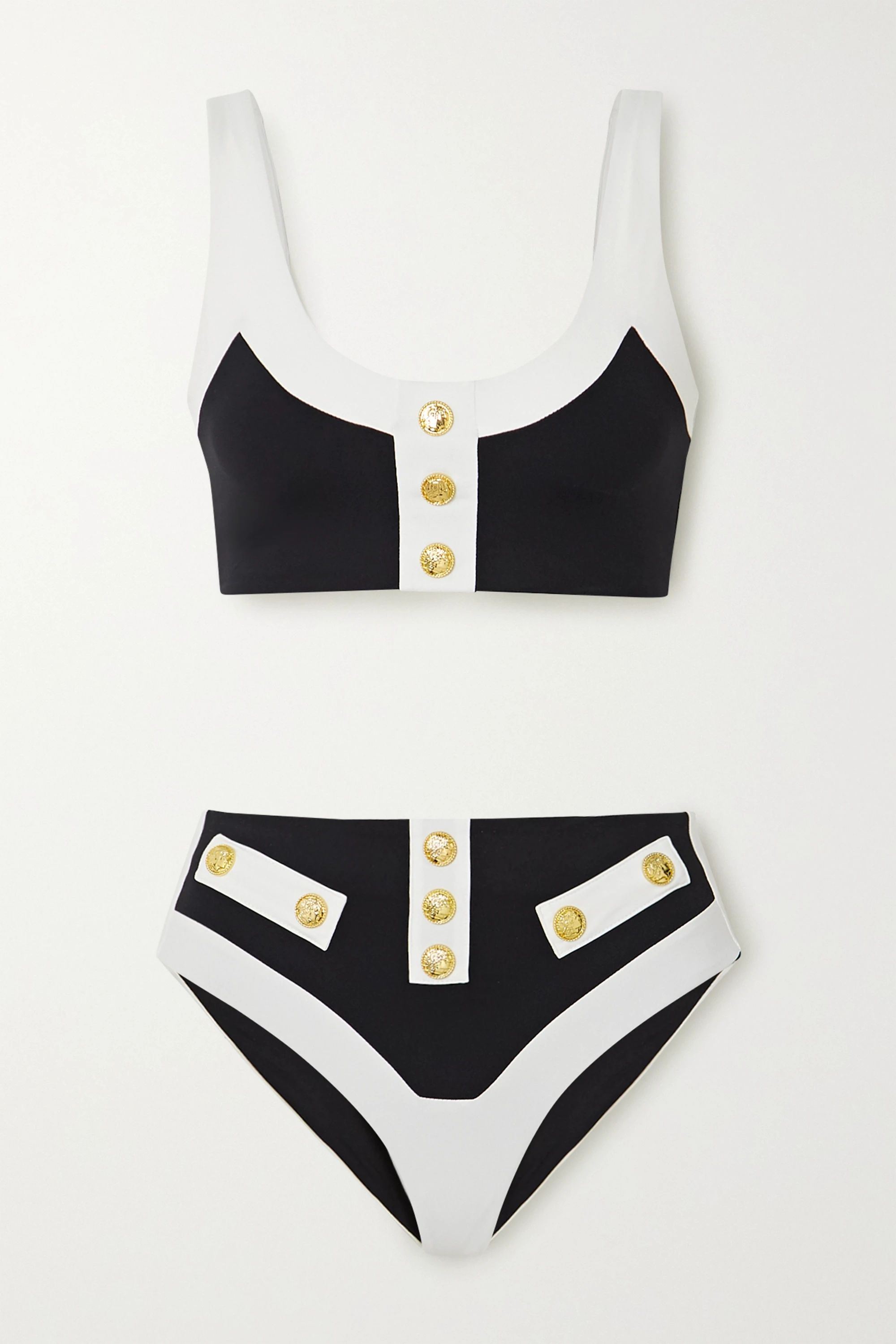 Sailor button-embellished two-tone bikini | NET-A-PORTER (US)