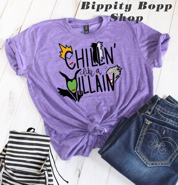 Disney Chilln' Like A Villain Halloween Shirt Ladies/Girls Heather Purple or Heather Gray | Etsy (US)