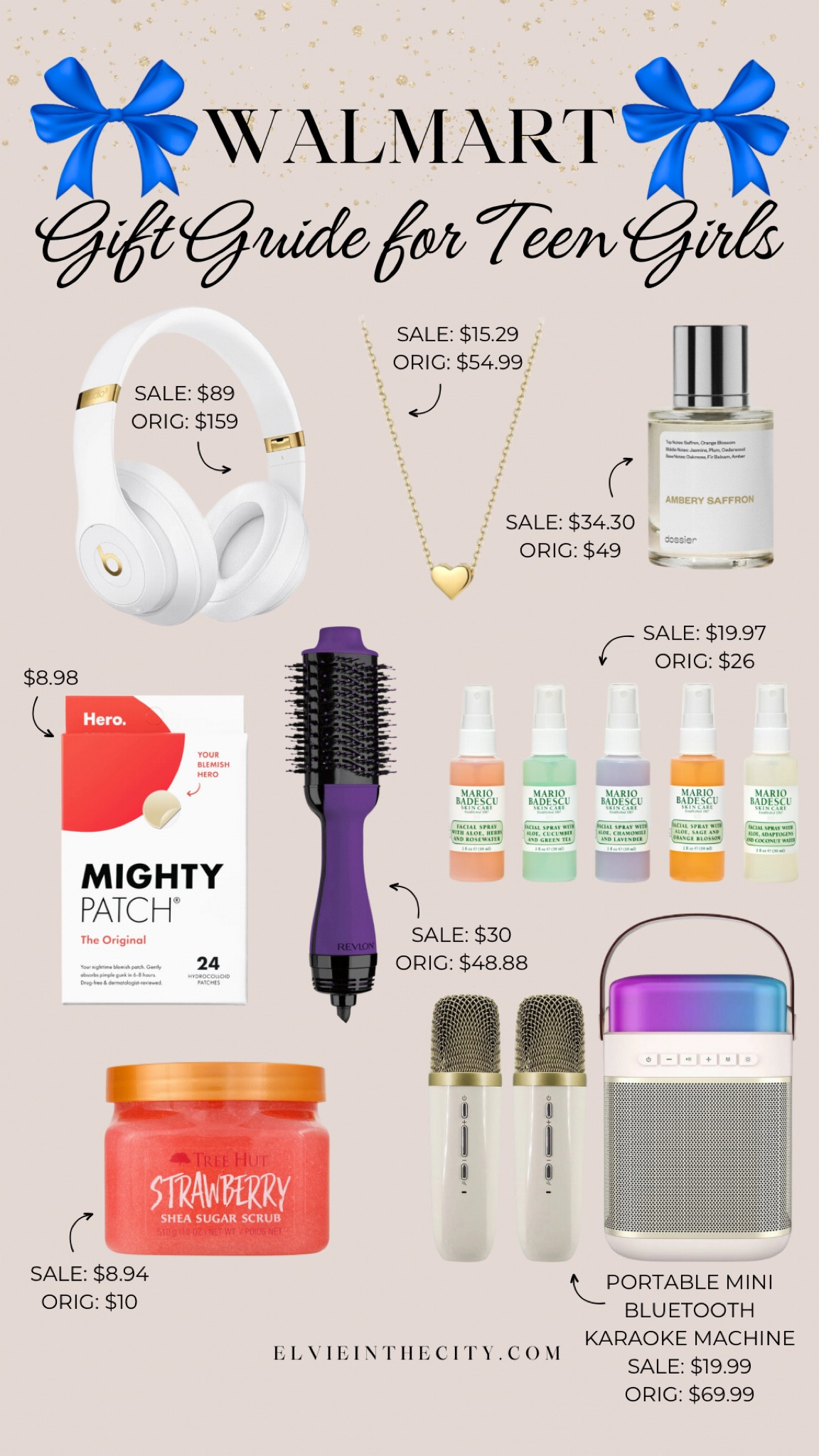 This gift guide for teen girls includes Beats headphones, a heart necklace, perfume, pimple patches, a ceramic hair dryer, a Mario Badescu mini mist set, sugar scrub, and a portable Bluetooth karaoke machine.

Gifts for girls, gifts for her, gifts for teens, gift guide, gifts under 25

#LTKFindsUnder50 #LTKGiftGuide #LTKSaleAlert