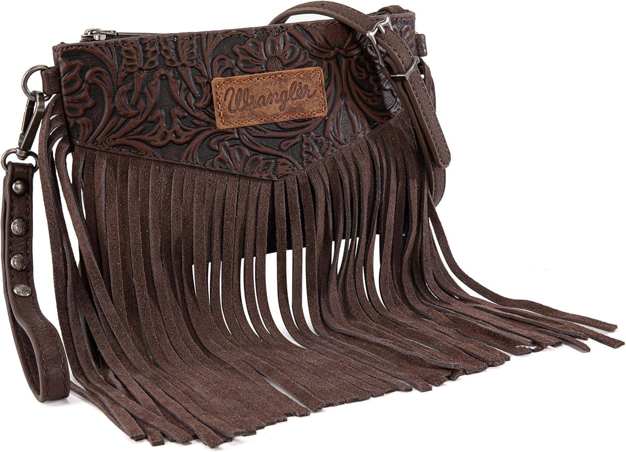 Wrangler Crossbody Small Purse for Women Wristlet Fringe Bag Western Purse | Amazon (US)