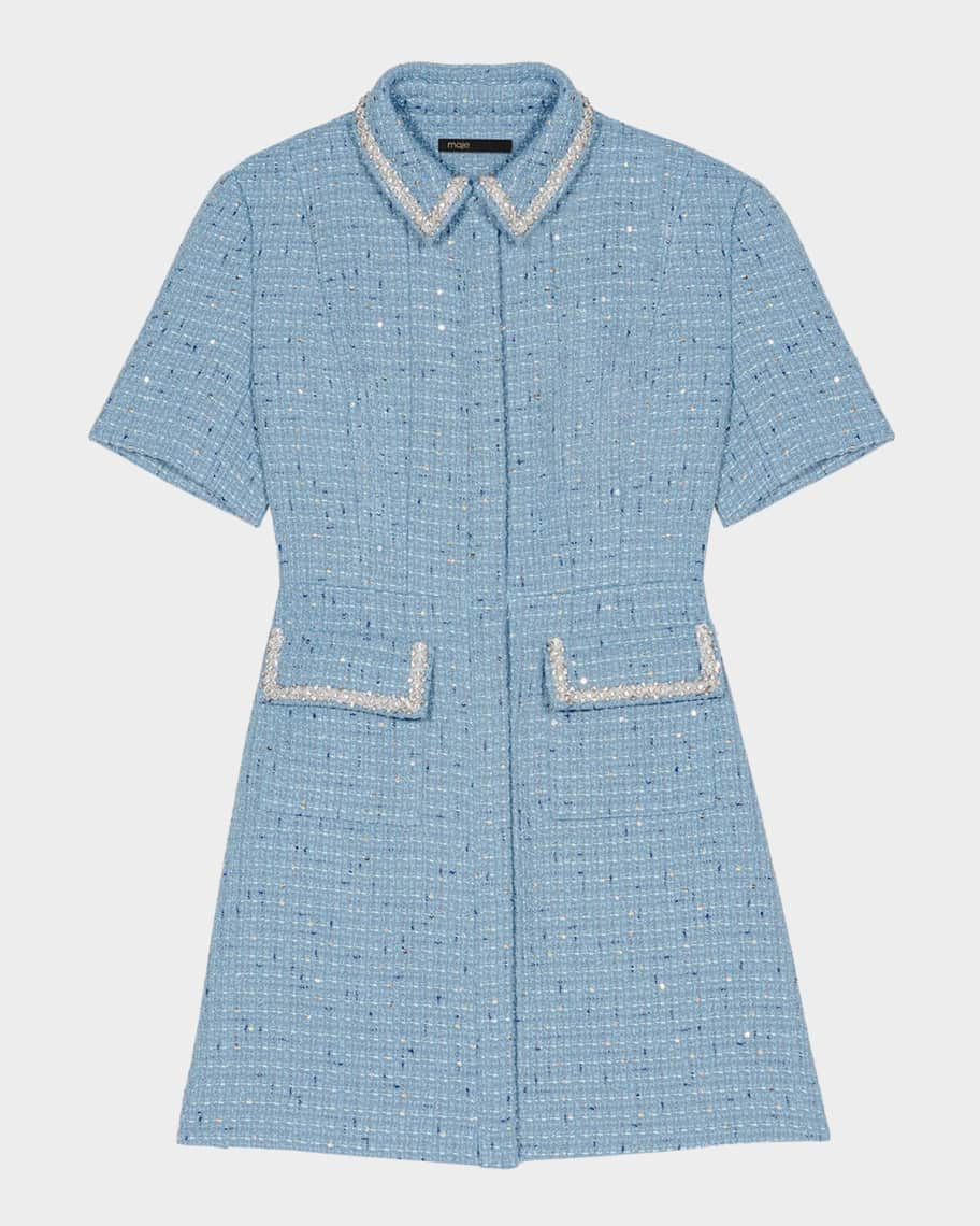 Maje Rilya Sequined Tweed Mini Dress | Neiman Marcus