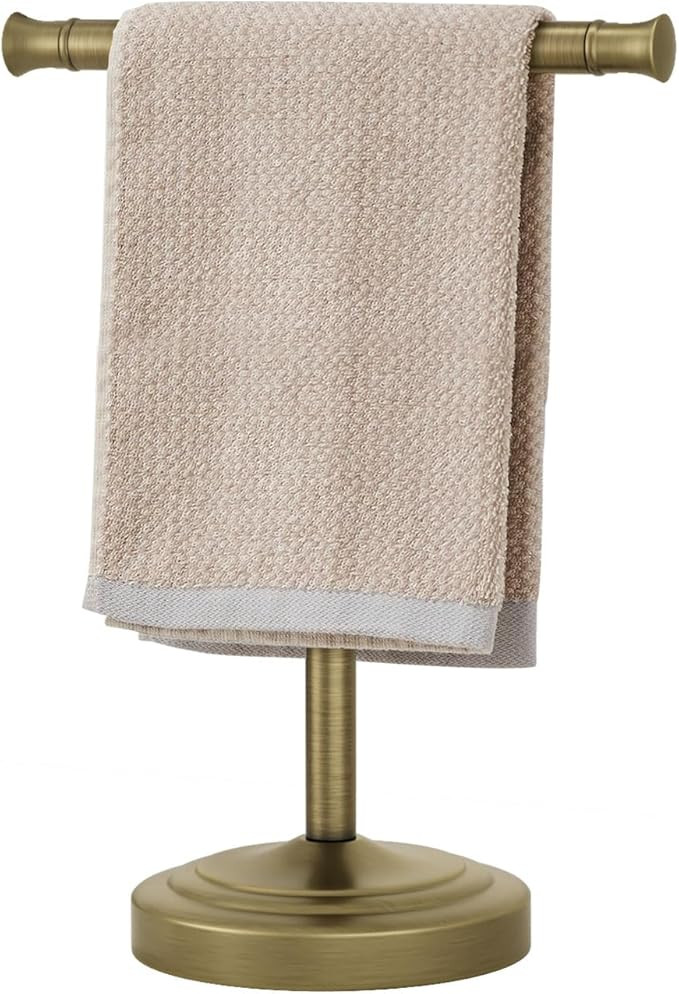 RUMOSE 13 Inch Antique Brass Towel Bar Stand Hand Holder Bathroom Kitchen Vanity Countertop T-Sha... | Amazon (US)