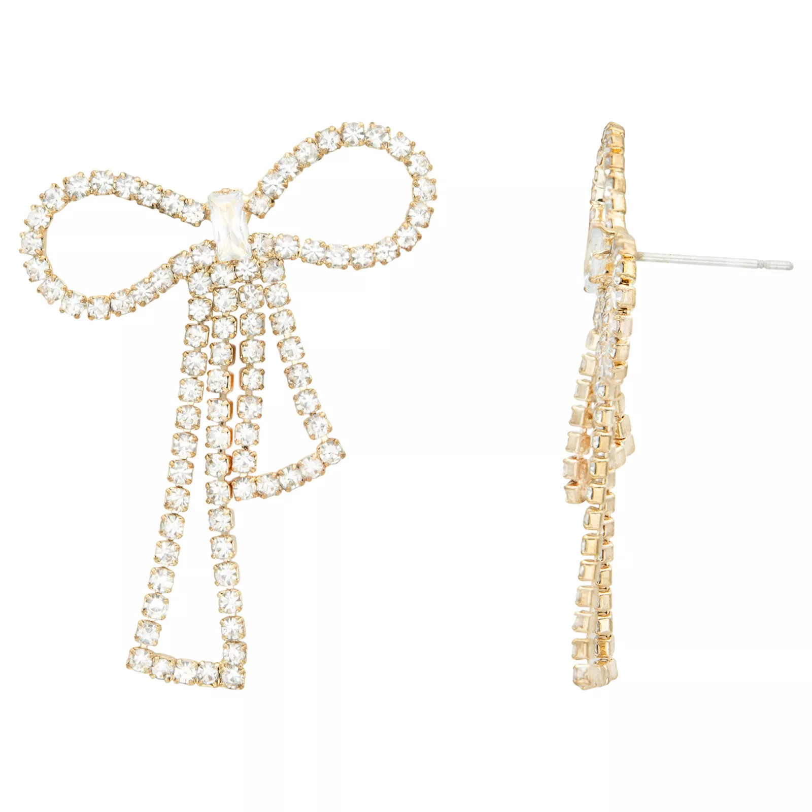 Celebrate Together™ Gold Tone Crystal Bow Outline Nickel Free Drop Earrings | Kohl's