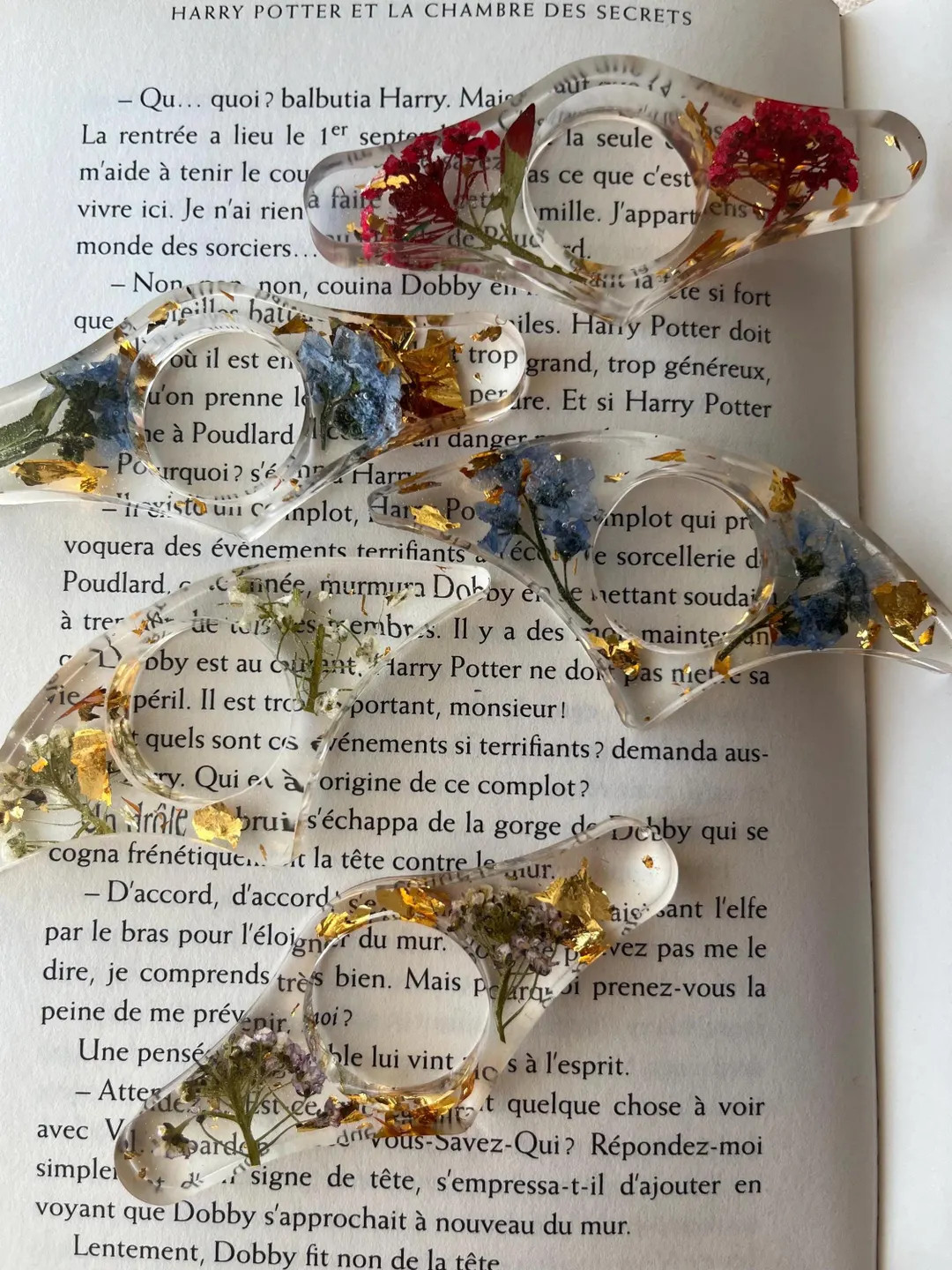 Unique Flower and Gold Leaf Resin Reading Ring Handmade for Reader or Useful Personalized Christm... | Etsy (US)