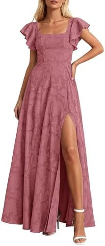 KIRUNDO Cocktail Dresses for Women Elegant Wedding Guest Summer Formal Maxi Lace Floral Slit Prom... | Amazon (US)