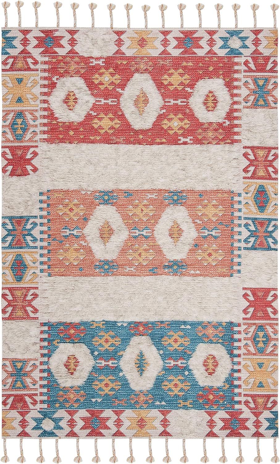 Safavieh Saffron Collection SFN105P Handmade Moroccan Boho Tassel Wool Area Rug, 5' x 8', Rust / ... | Amazon (US)
