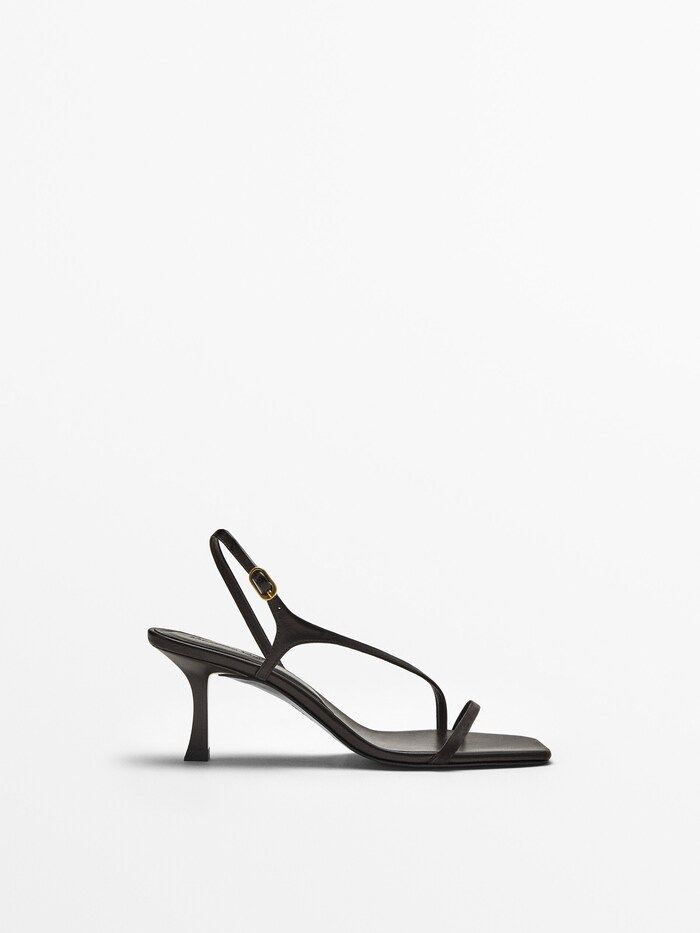 HIGH-HEEL LEATHER SANDALS WITH SIDE STRAP | Massimo Dutti (US)