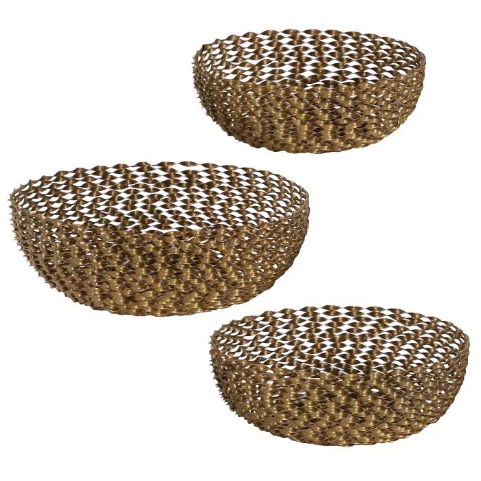 Set of 3 Round Modern Metal Basket Gold - Olivia & May | Target