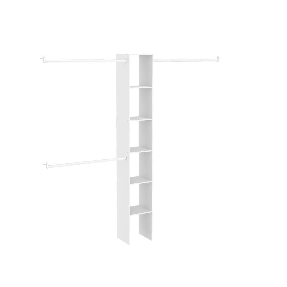 12 in. W White Custom Organizer Wood Closet System | The Home Depot