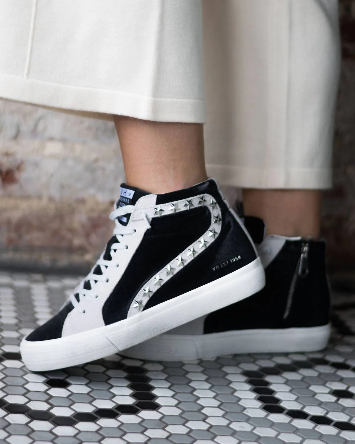 Dormy High Top Sneakers In Black/white | Shop Simon