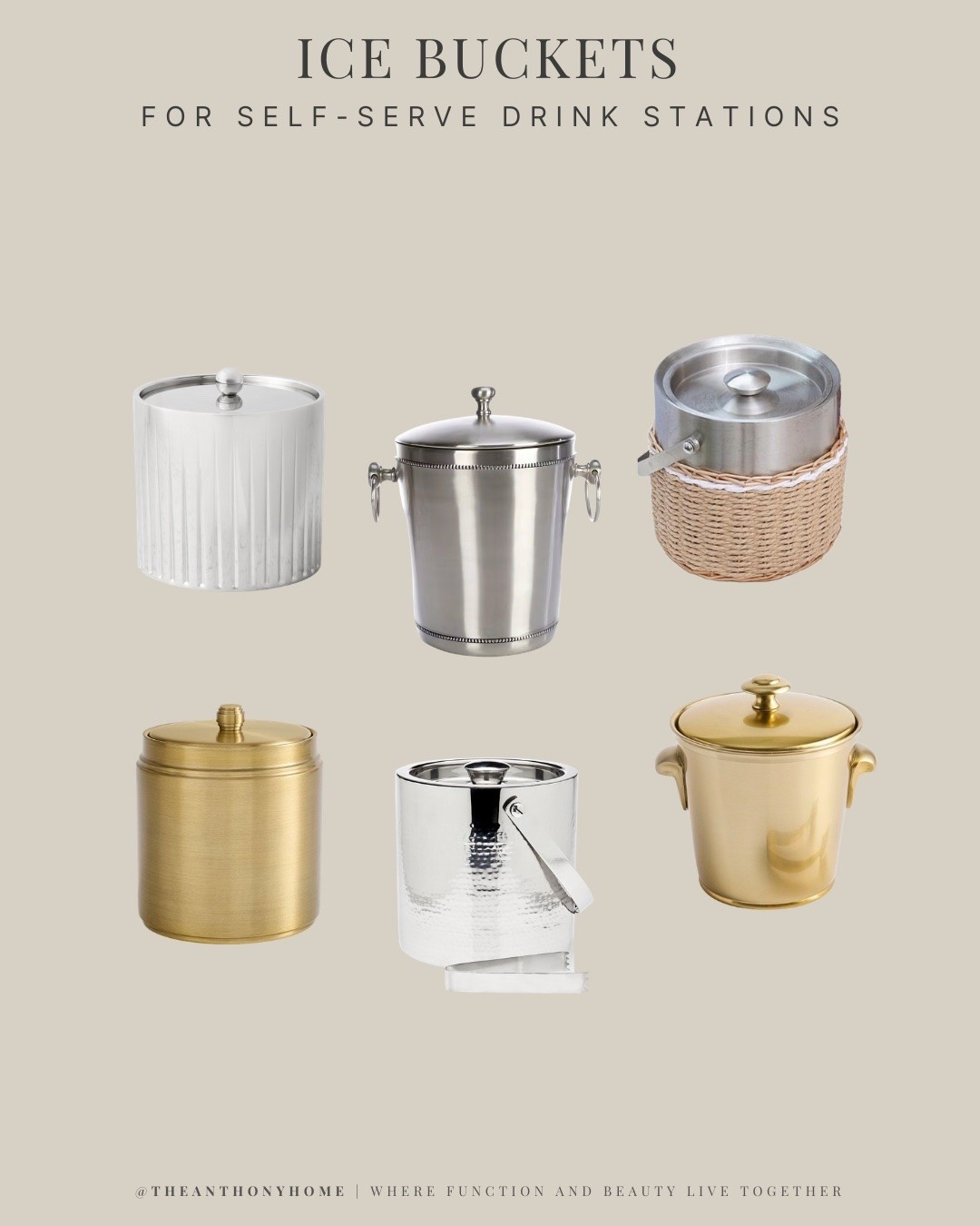 An ice bucket is one of those hosting pieces that quietly makes everything feel more effortless. Instead of sending guests back and forth to the freezer, keep fresh ice right at the drink station so everyone can help themselves.

I rounded up classic ice buckets in a variety of finishes—from polished silver and warm brass to woven textures and crisp white—so you can find one that fits your style. These are functional enough for everyday entertaining and beautiful enough to leave out on the bar cart or buffet.

#LTKHome