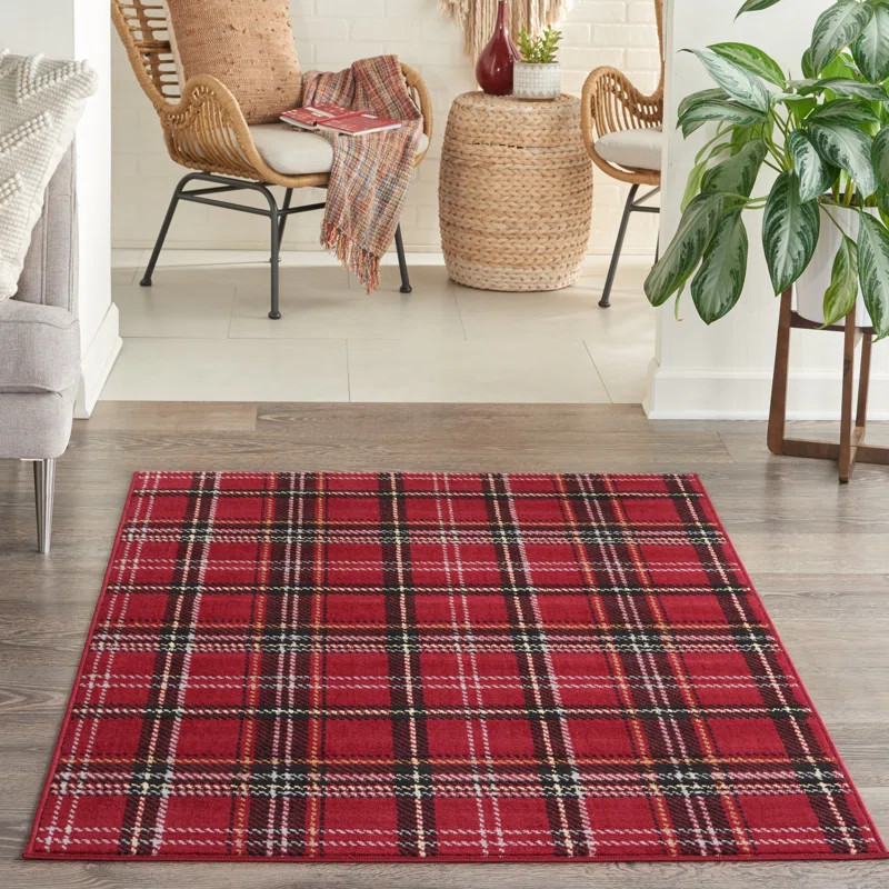 Chaimas Plaid Area Rug in Red | Wayfair North America