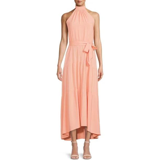 Nine.Eight Women Halter Tie Front High Low Maxi Dress - Walmart.com | Walmart (US)