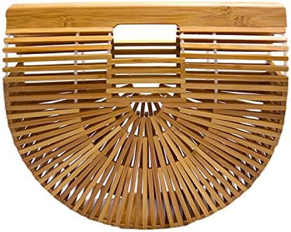 Miuco Womens Bamboo Handbag Handmade Large Tote Bag Straw Beach Bags Beach Purse Size | Amazon (US)