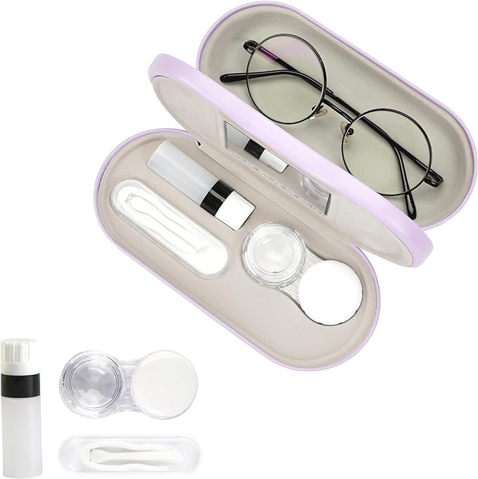 Eyeglass Case Double Sided Travel Size Cute Portable Contact Lens Box 2 in 1 Multifunction With T... | Amazon (US)