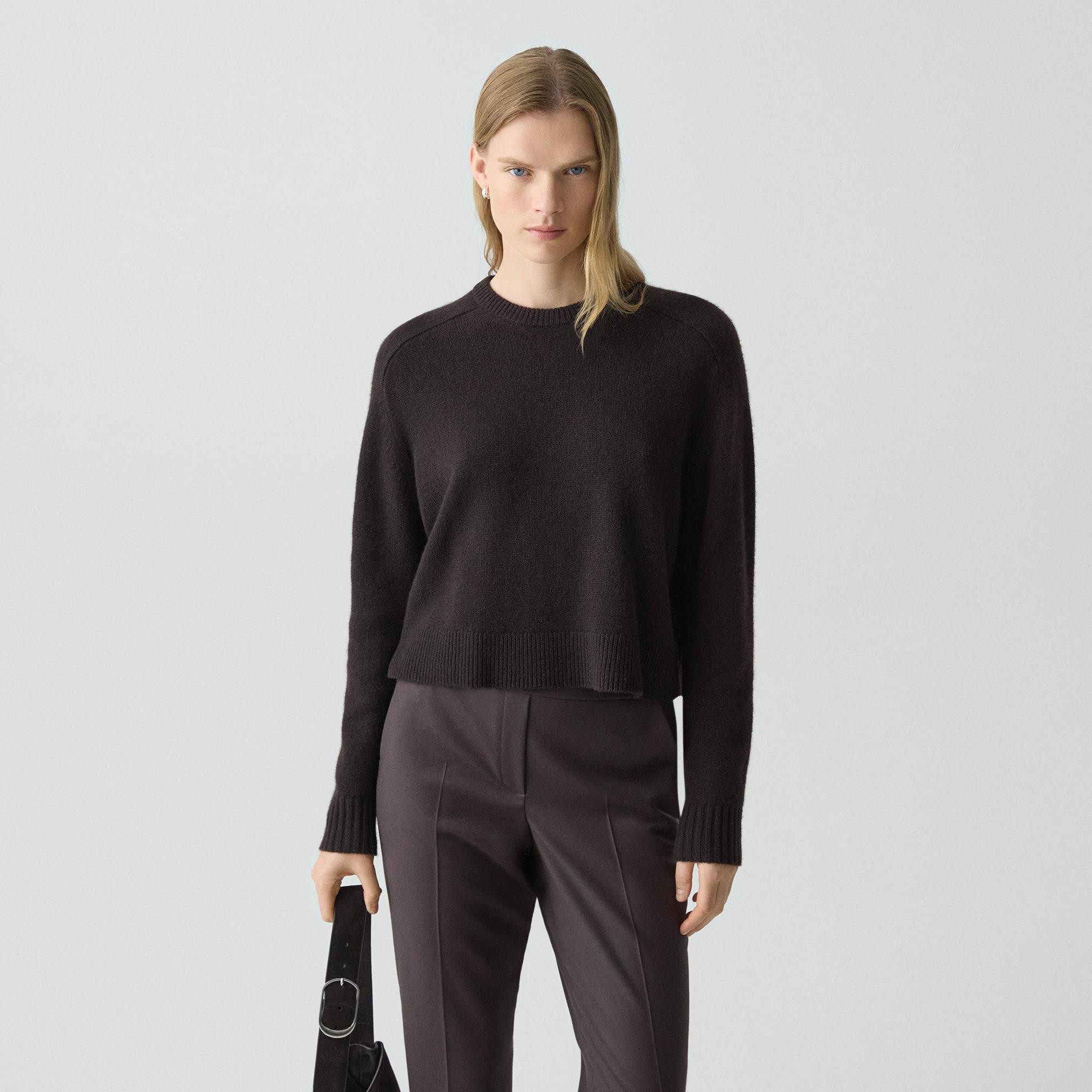Cropped Crewneck Sweater in Cashmere | Theory