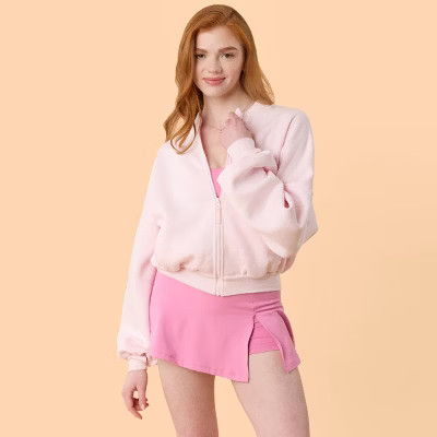 Blogilates Women's Marshmallow Bomber Jacket - Light Pink XL | Target