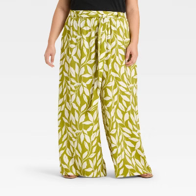 Women's Tie-Front Flowy Wide Leg Pants - Ava & Viv™ | Target