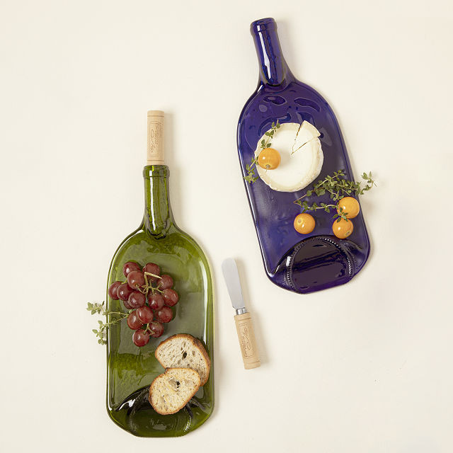Recycled Wine Bottle Platter with Spreader | UncommonGoods