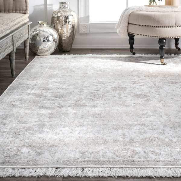 Gracewood Hollow Mokeddem Vintage Fringed Floral Area Rug - 9' x 12' - Ivory | Bed Bath & Beyond
