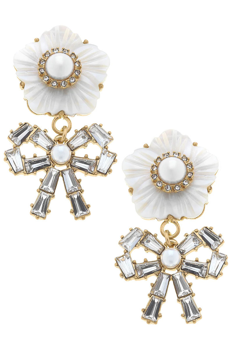 Melody Ivory Pearl Flower with Pavé Bow in Ivory | CANVAS