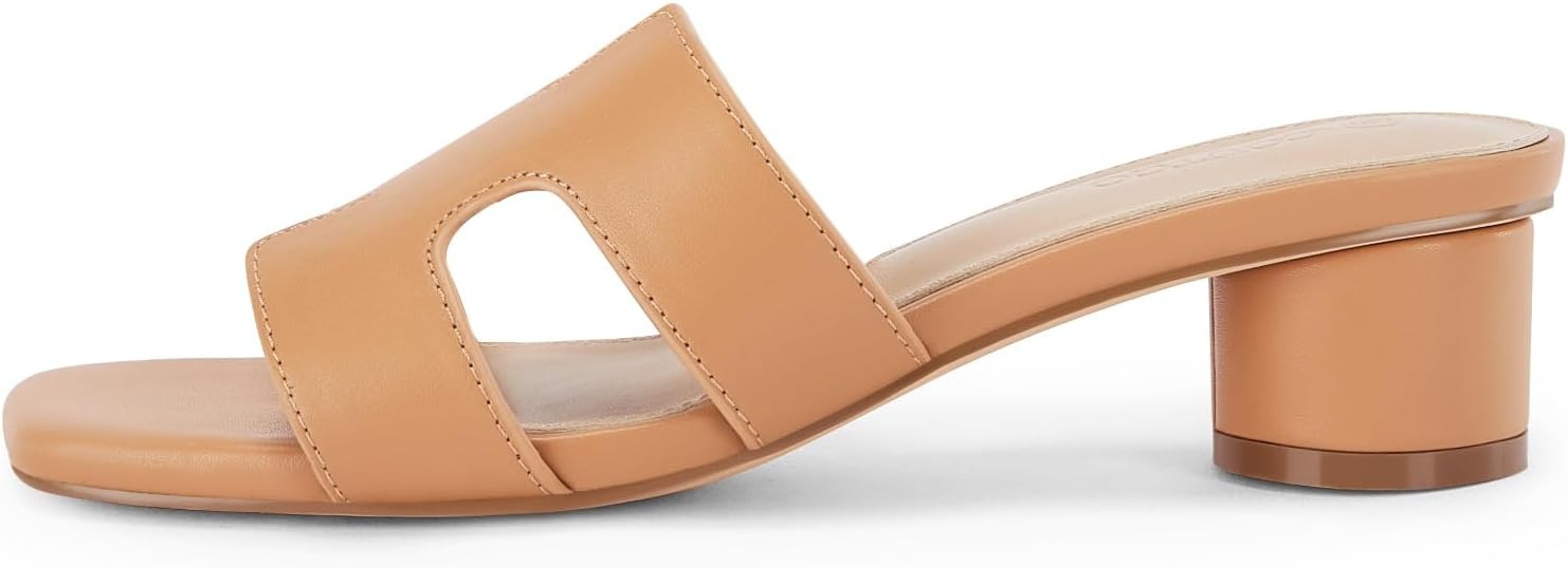 gihubaifuil Women's Square Open Toe Chunky Heeled Sandals Slip on Slides Summer Dressy Shoes | Amazon (US)