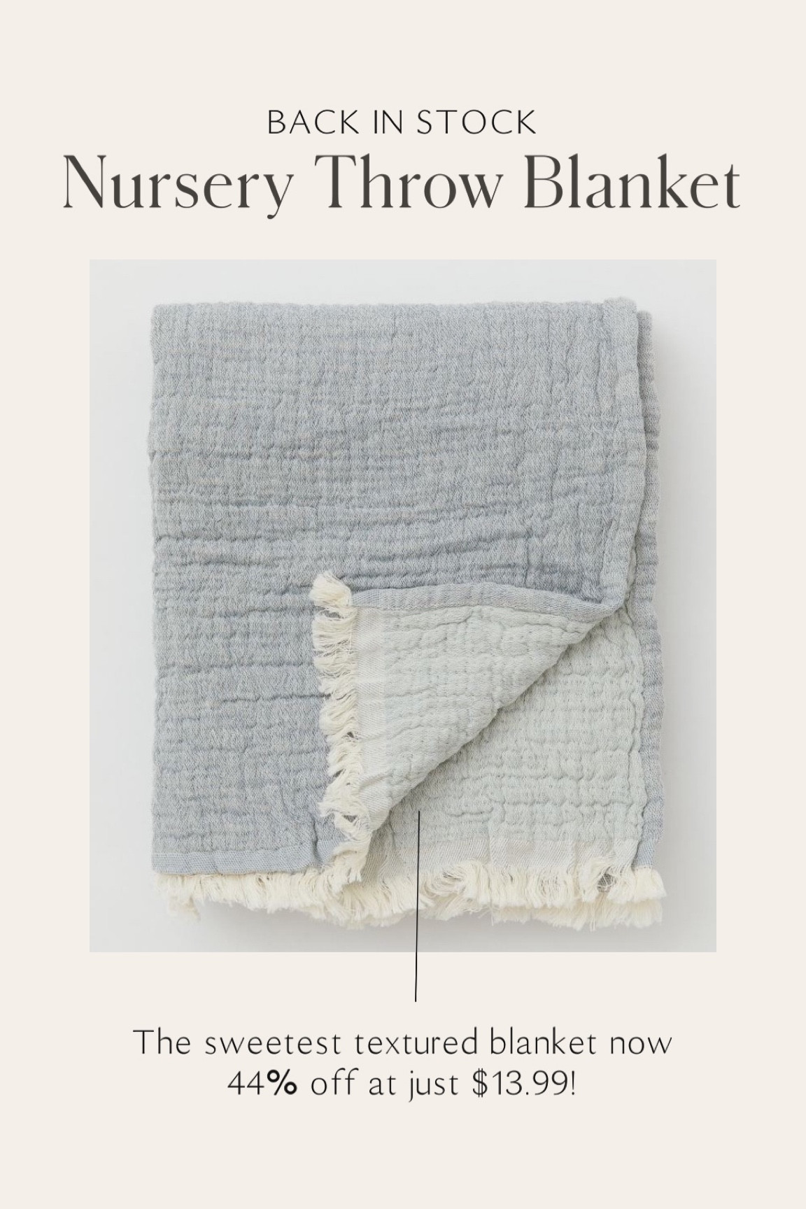 My nursery blanket is back in stock. The sweetest textured blanket now 
44% off at just $13.99!
•
•
•
Spring home decor, Throw blanket, baby room, crib blanket, crib bedding, home decor, cotton throw, gauze throw 

#LTKhome #LTKsalealert #LTKstyletip