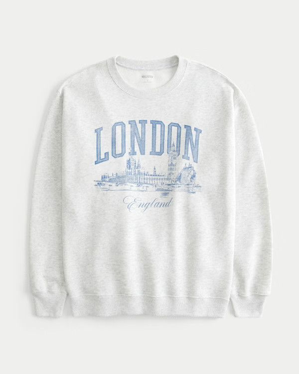 Women's Oversized London Graphic Crew Sweatshirt | Women's Sweatshirts & Sweatpants | HollisterCo... | Hollister (US)