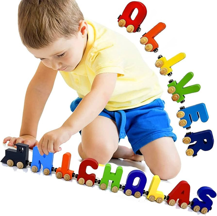 Premium Quality Handmade in U.S.A Personalized Wooden Name Puzzle Mega Size Alphabet Train Name L... | Amazon (US)