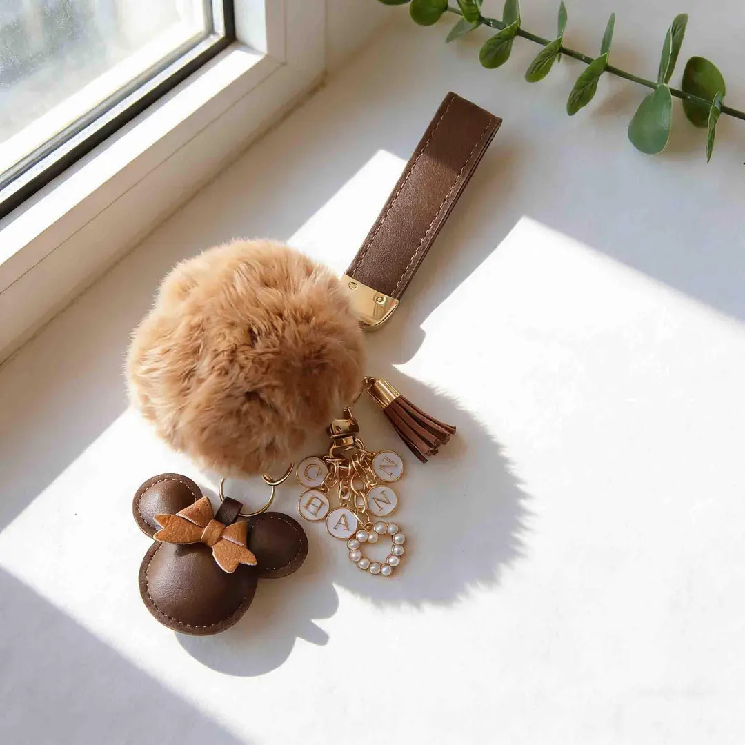 Personalized Mickey/mini Mouse Keychain Bag Charm,luxury Leather Keychain, Backpack Accessories,k... | Etsy (US)