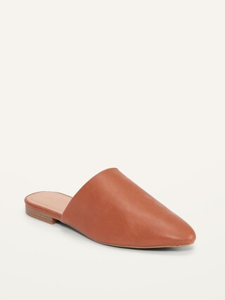 Faux-Leather Mule Almond-Toe Flats For Women | Old Navy (US)