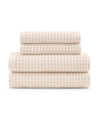 Yarn Dyed Waffle Unbleached Cotton Bath Towel Set | Macy's