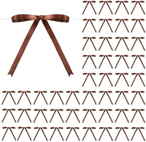 Riceshoot 50 Pcs Stain Ribbon Bows 5x7 Inch Twist Tie Bows for Gift Wrapping Cake Treat Bags Craf... | Amazon (US)