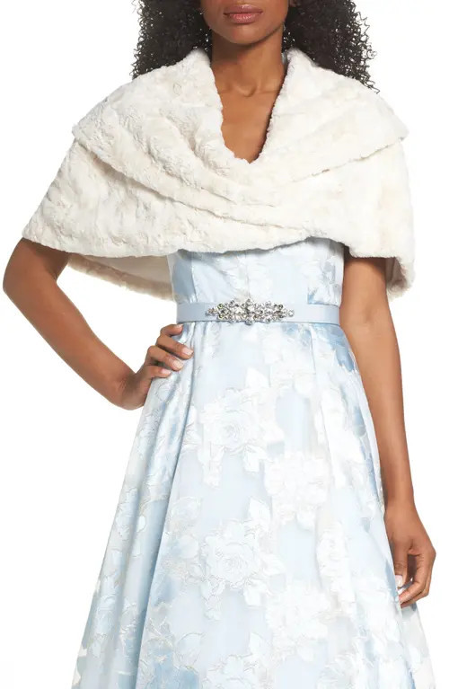 Eliza J Faux Fur Stole in Ivory at Nordstrom, Size Small | Nordstrom