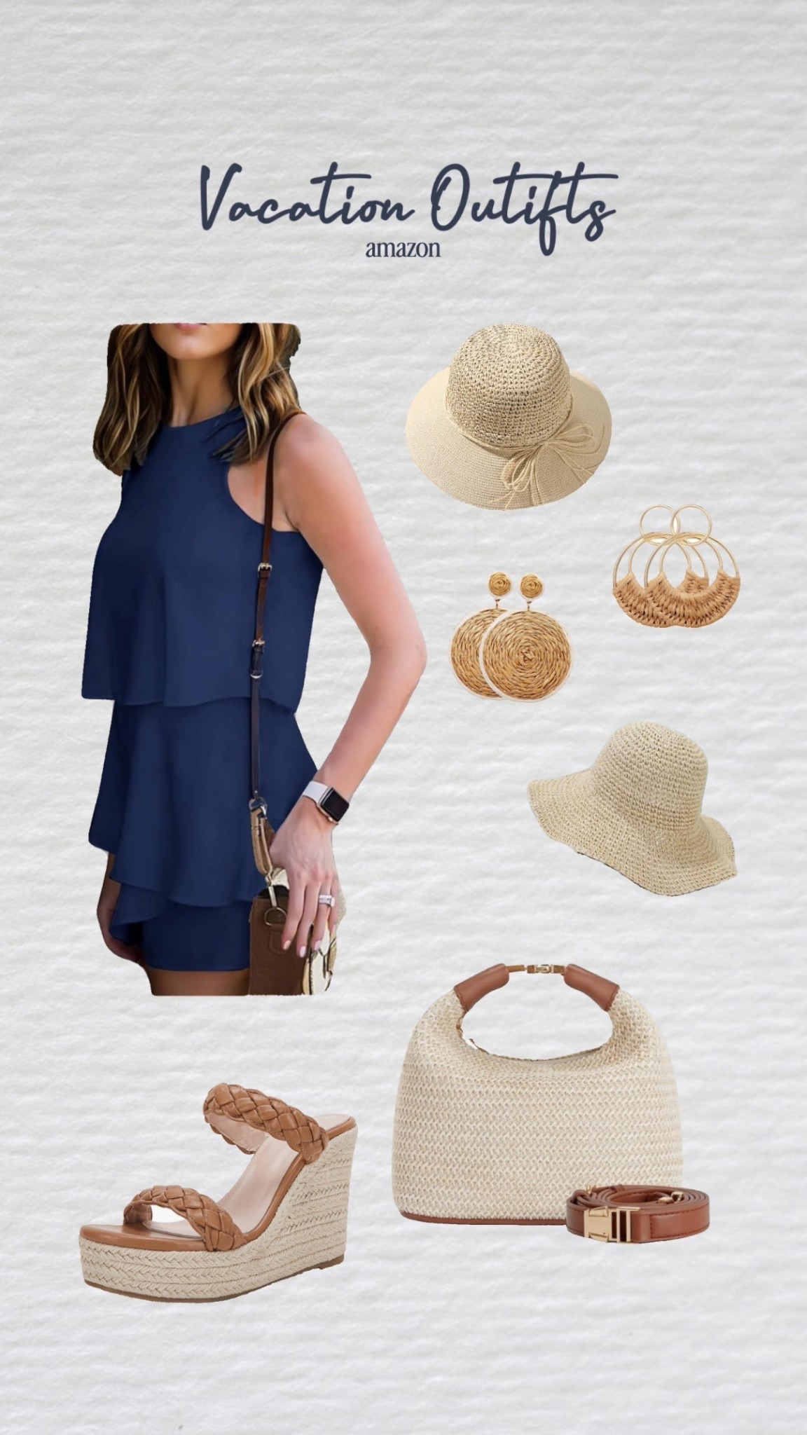 Coastal Blue & Neutral Vibes 🌊
Found the perfect vacation outfits for your next getaway! Whether you’re heading to the coast or a tropical resort, these deep blue pieces are stunning. I’m especially loving the navy starfish print dress for a beach dinner and this tiered halter neck romper for an elevated day look. 🥥
Everything is paired with my favorite Amazon accessories: braided espadrille wedges, straw sun hats, and the chicest seashell-embellished bags. These pieces are high-quality, budget-friendly, and easy to mix and match!
#AmazonFashion #VacationOutfits #ResortWear #SummerStyle #AmazonFinds #CoastalChic #BeachVacation #SummerOOTD #LTKFindsUnder50 

#LTKOver40 #LTKTravel #LTKootd