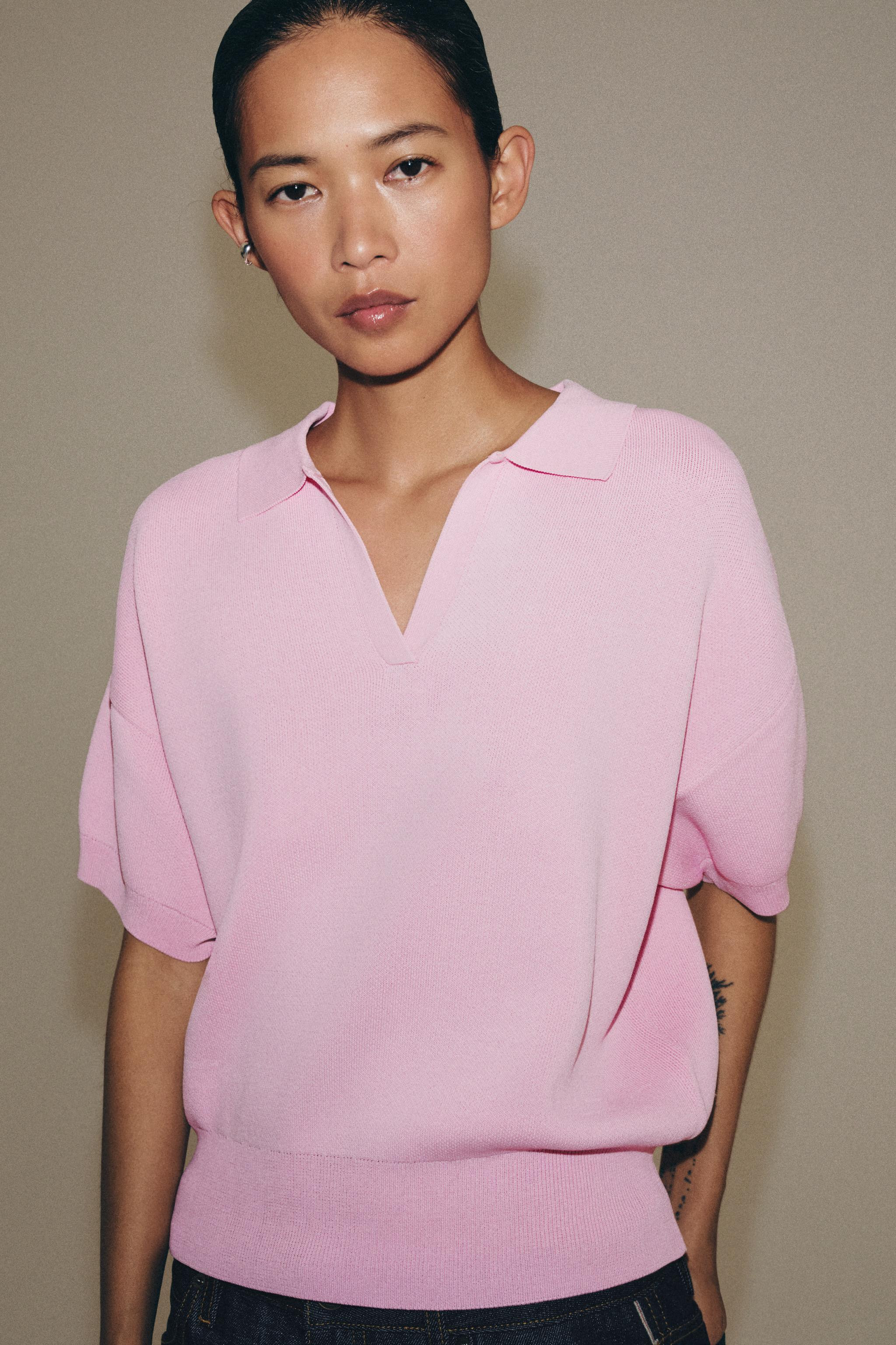 SHORT SLEEVE KNIT POLO | Zara US