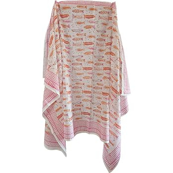 Jaipuri Fish Handblock Printed Multicolor 100% Cotton Pareo Sarong for Women, Beach Cover-up wrap... | Amazon (US)