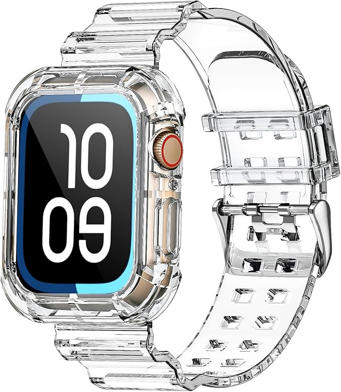 Clear Watch Band for Apple Watch 38mm 40mm 41mm Jelly Crystal Bumper Case Band for Women Men Comp... | Amazon (US)