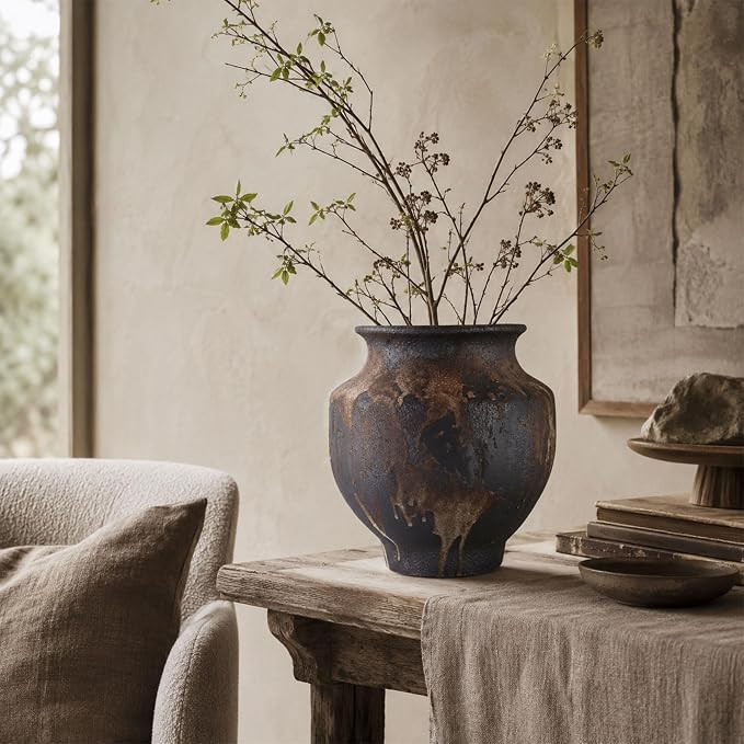 Wabi Sabi Rusty Vintage Vase, 9.8" Tall Wabi Sabi Decor Rustic Farmhouse Pottery Vase for Centerp... | Amazon (US)