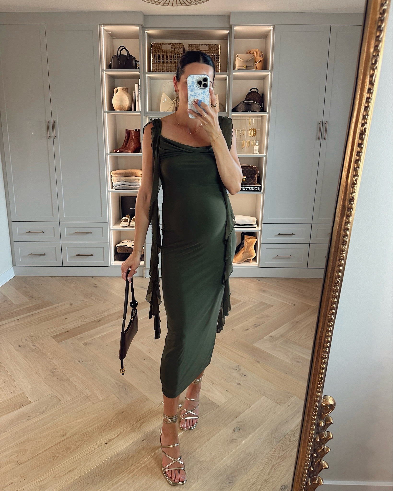 Amazon bump-friendly fall wedding guest dress 👗🍂 I’m 29 weeks and wearing my true pre-pregnancy size S! 

Heels: true to size, size up if between    

#LTKFindsUnder50 #LTKWedding #LTKBump