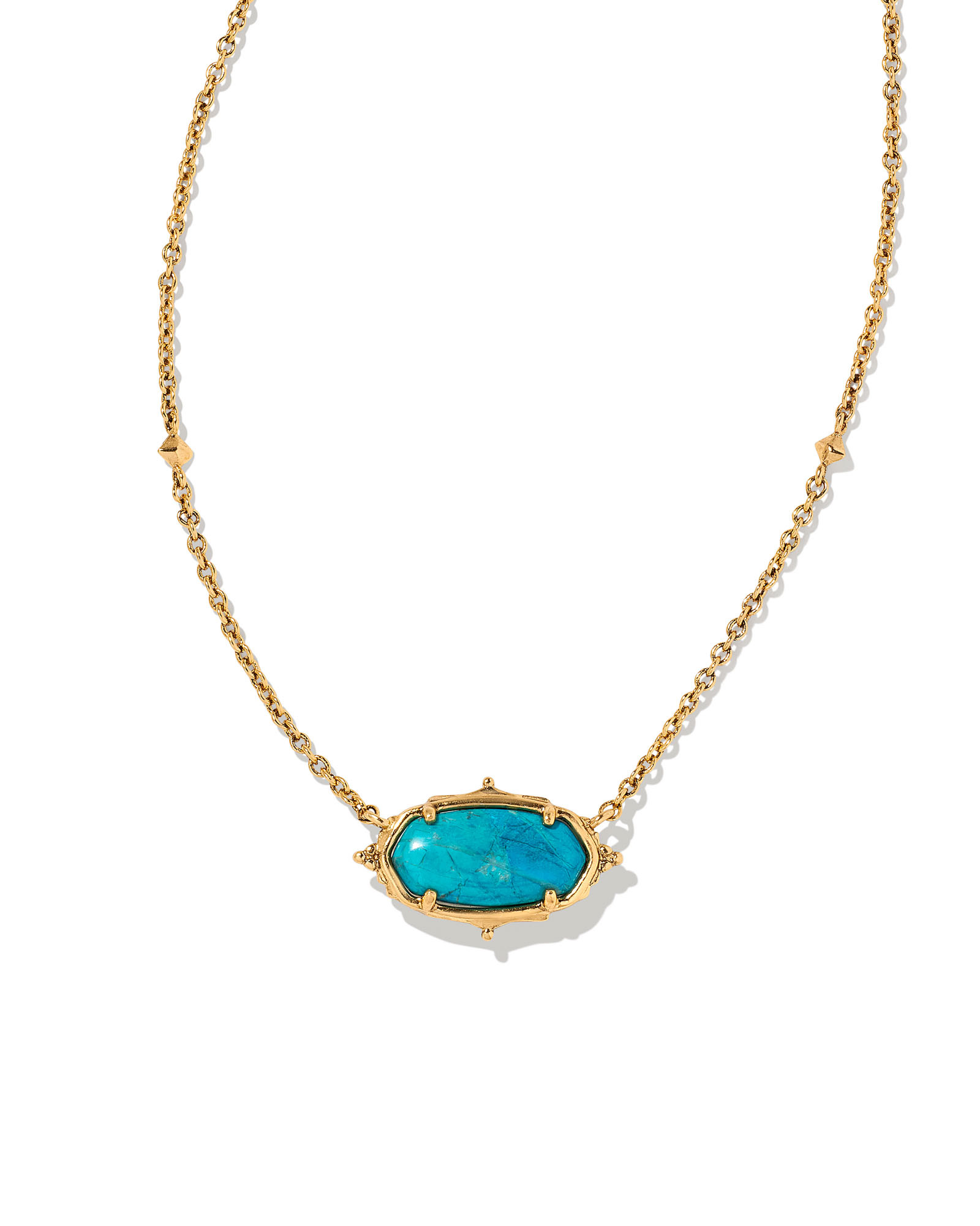 Baroque Elisa Vintage Gold Pendant Necklace in Teal Howlite | Kendra Scott