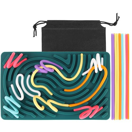 Sensory Activity Board, Silicone Fidget Toy for Stress Relief, Calming, Focus, ADHD and Autism, 6 Colors Sensory Toys Game Controller for Kids 2+ & Adults with 20 Strings | Amazon (US)