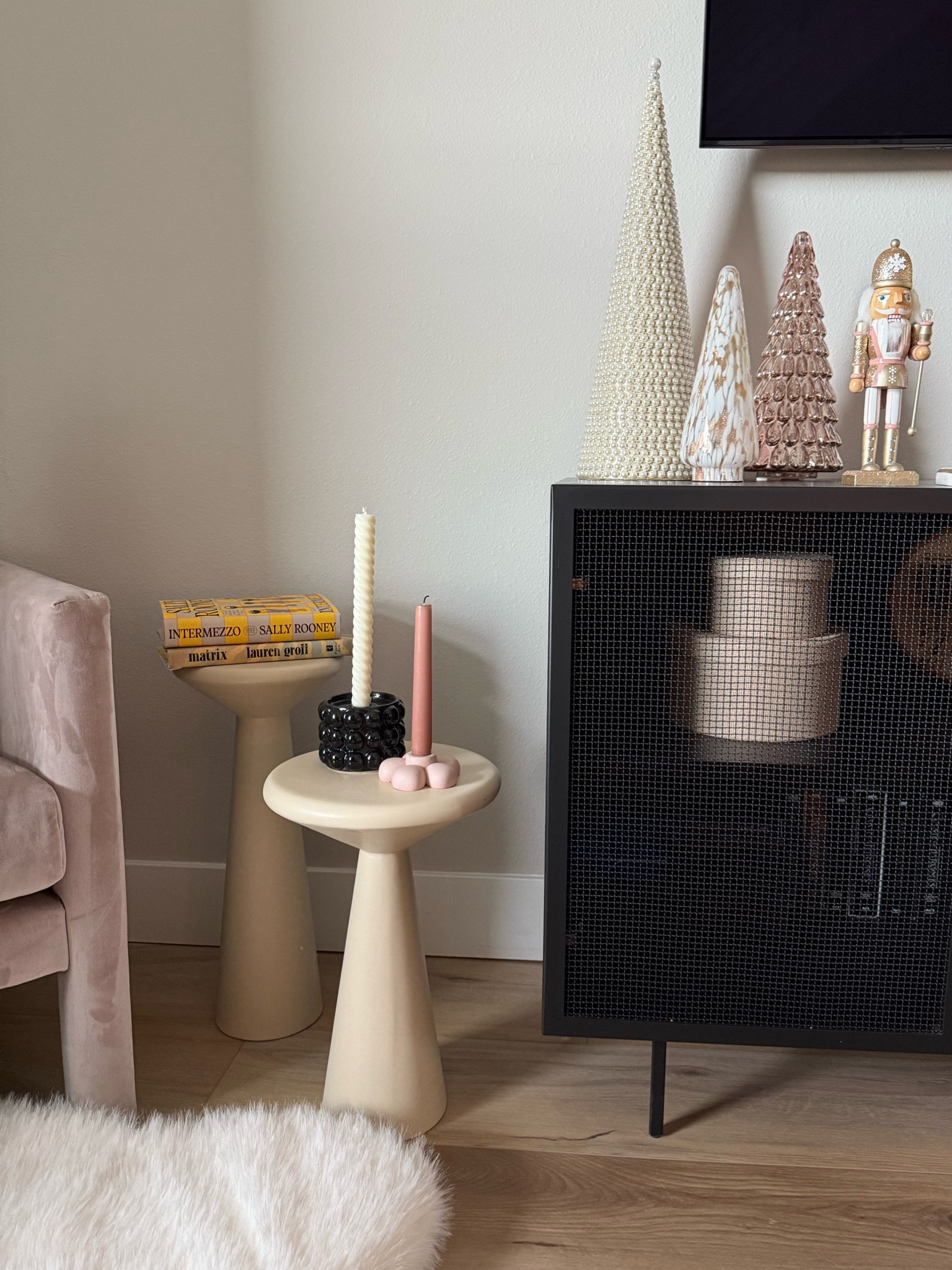 Perfect side tables for small spaces. 
Black modern credenza 

#LTKStyleTip #LTKHome