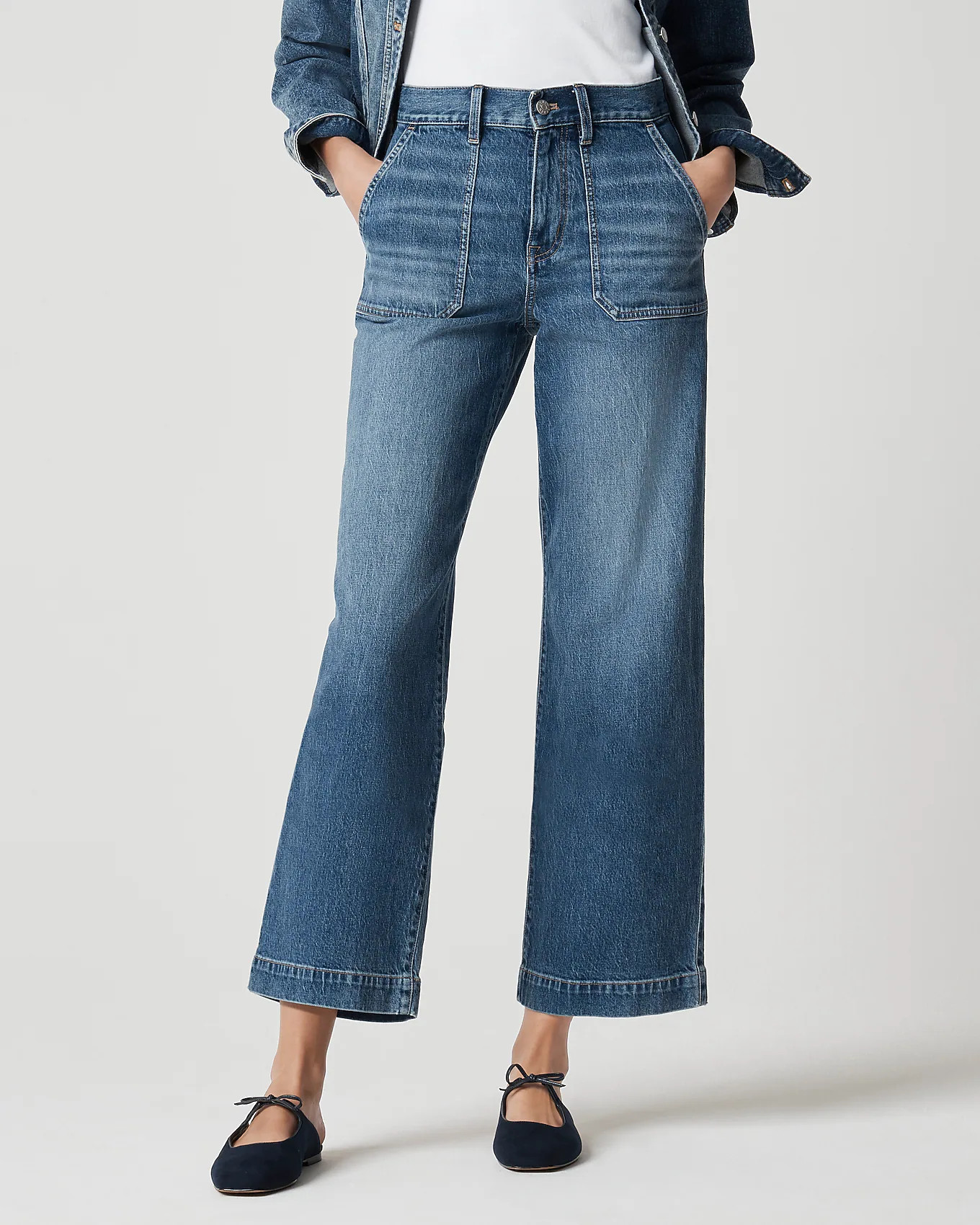 Wide-leg cropped utility jean in all-day stretch | J.Crew Factory