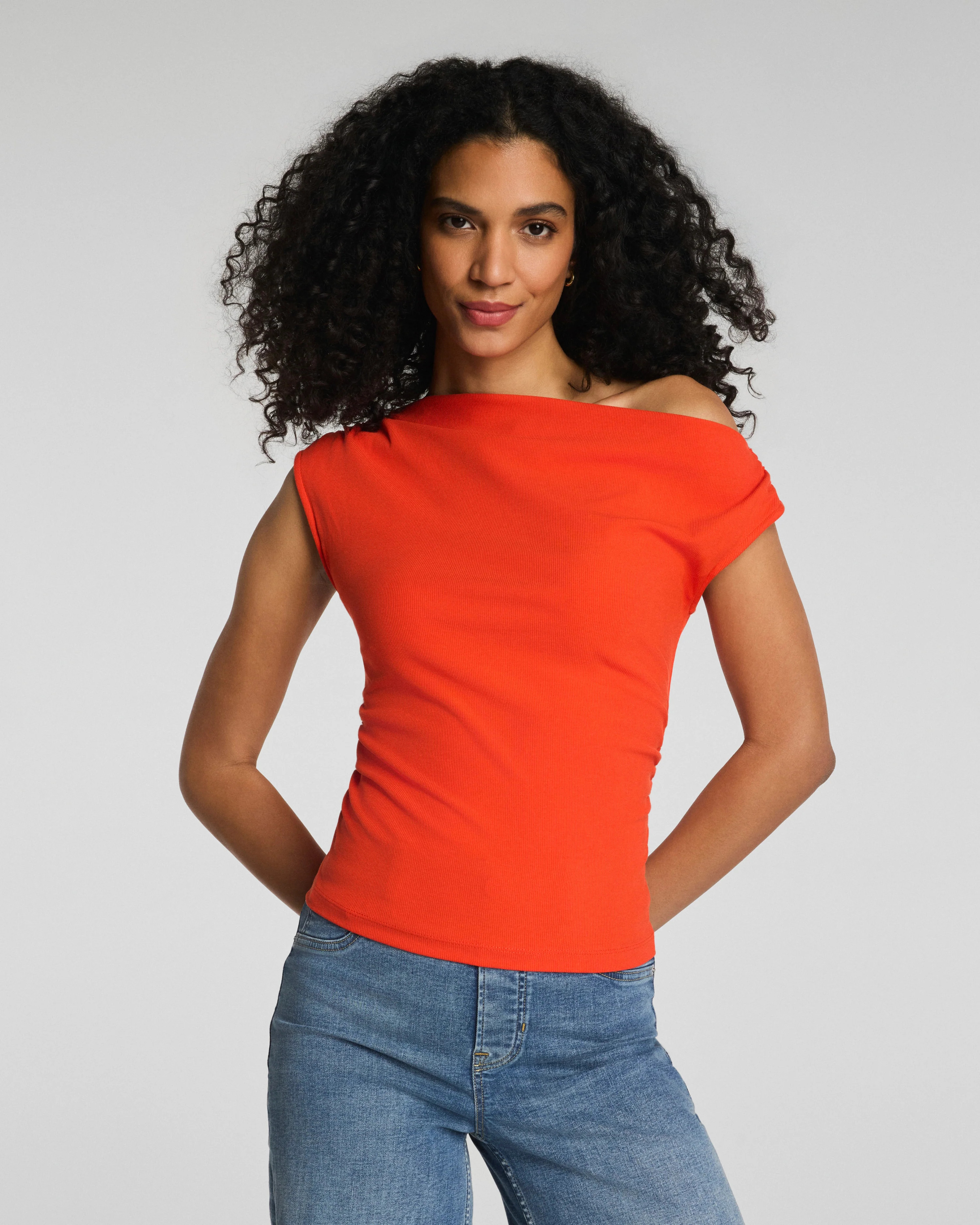 SPANX® Ribbed Knit Ruched Off-The-Shoulder Top | Spanx