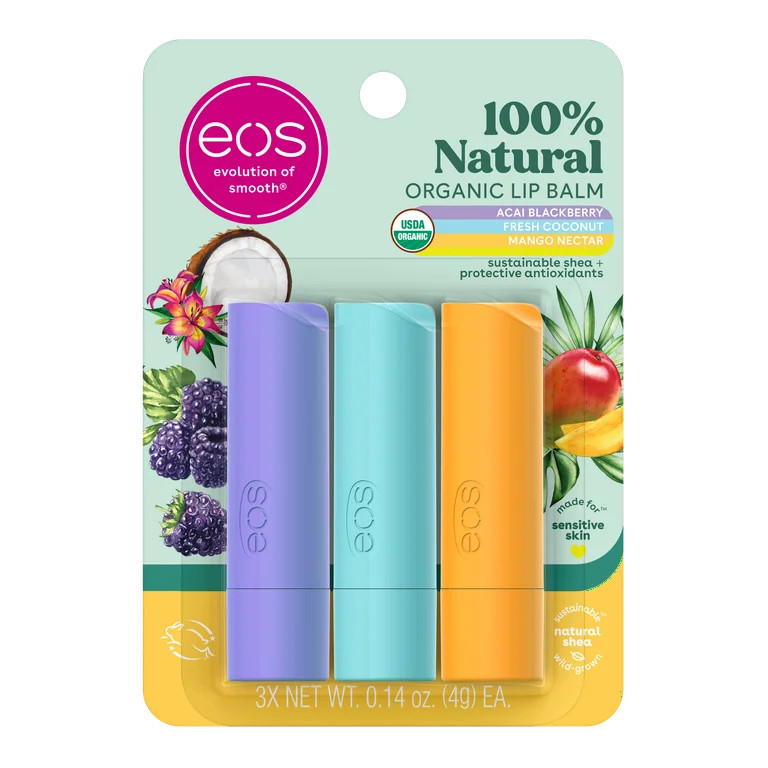 eos 100% Natural Lip Balm Variety Pack- Tropical Flavors, 0.14 oz, Pack of 3 | Walmart (US)