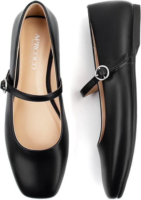 Women's Flats Mary Jane Ballet Flats for Women Classic Square Toe Women Shoes Dressy Comfort Ankl... | Amazon (US)
