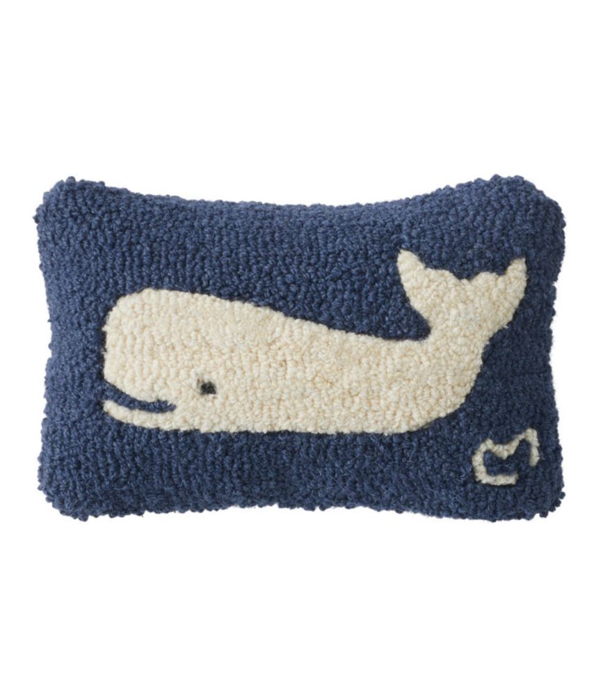 Wool Hooked Throw Pillow, Whale, 8" x 12" | L.L. Bean