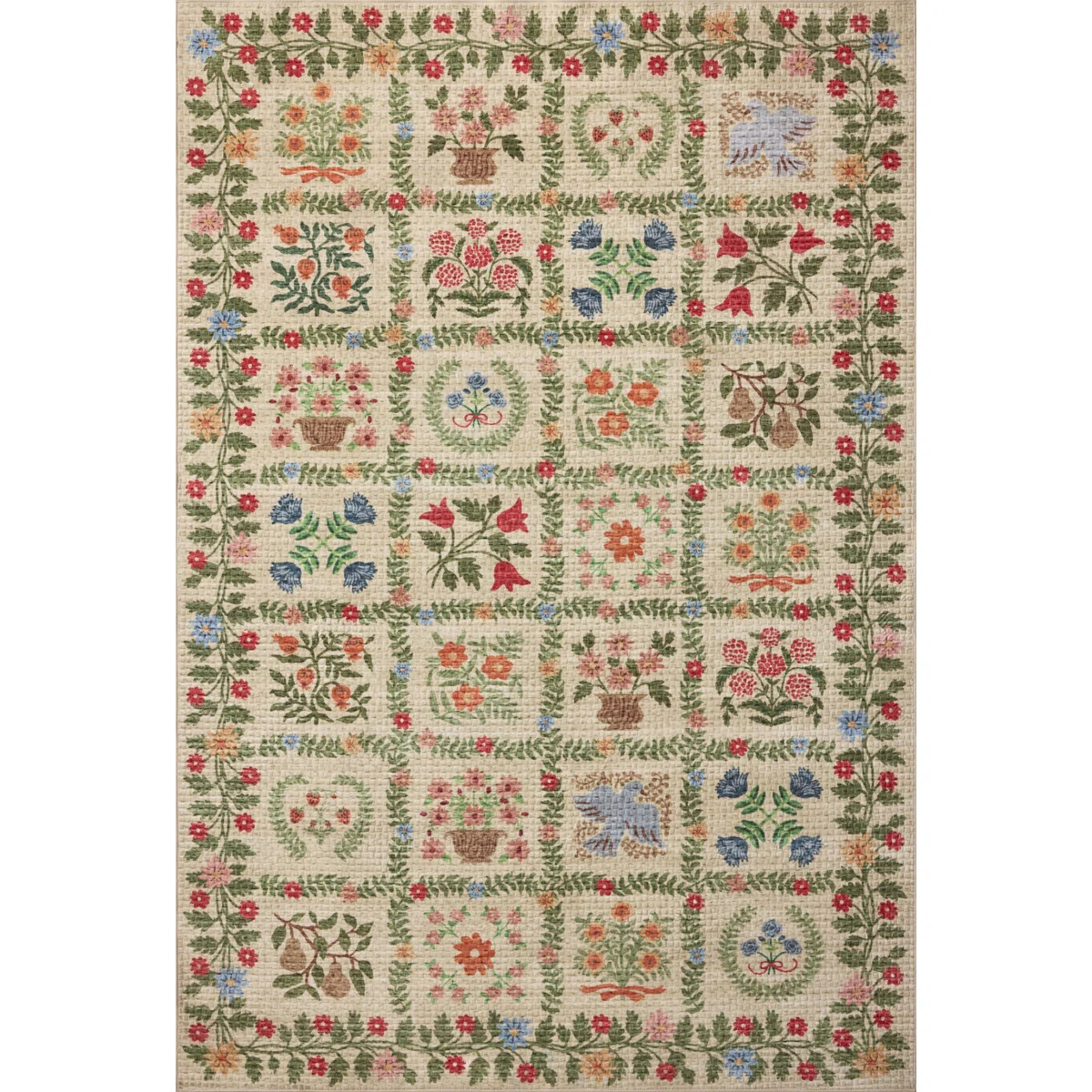 Rifle Paper Company x Loloi Orchard Beige / Multi Machine Washable Area Rug | Wayfair North America