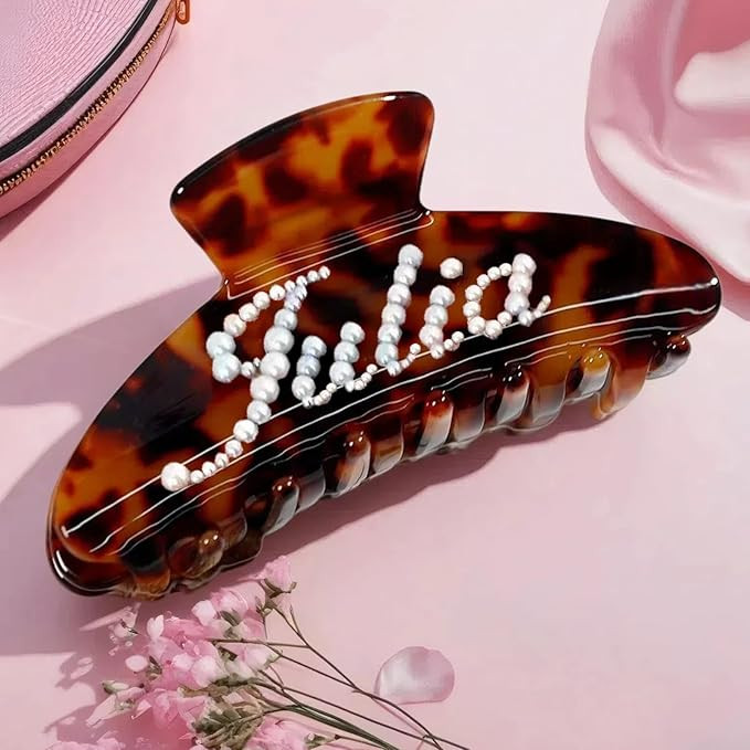 Custom Large Hair Claw Clips for Women Personalized Rhinestone Name Acetate HairClips for Thick T... | Amazon (US)